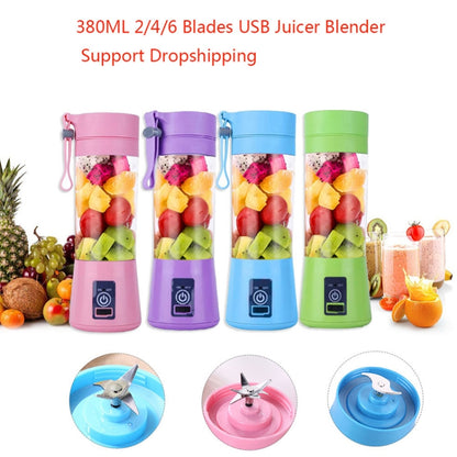 USB Rechargeable Electric Automatic Vegetable Fruit Citrus Orange Juice Maker Cup Mixer Bottle (380ML)(2 Blades Purple) - Home & Garden by buy2fix | Online Shopping UK | buy2fix