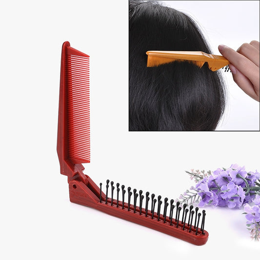 Portable Travel Folding Comb Anti-static Massage Comb(Red Wood Grain) - Hair Trimmer by buy2fix | Online Shopping UK | buy2fix