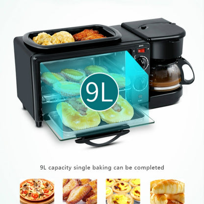 3 in 1 Electric Breakfast Machine Multifunction Coffee Maker + Frying Pan + Mini Oven  Household Bread Pizza Oven(Black) - Home & Garden by buy2fix | Online Shopping UK | buy2fix