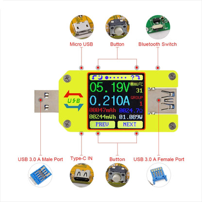 USB 3.0 Color Display Screen Tester Voltage-current Measurement Type-C Meter, Support Android APP, Model:UM34 without Bluetooth - Consumer Electronics by buy2fix | Online Shopping UK | buy2fix