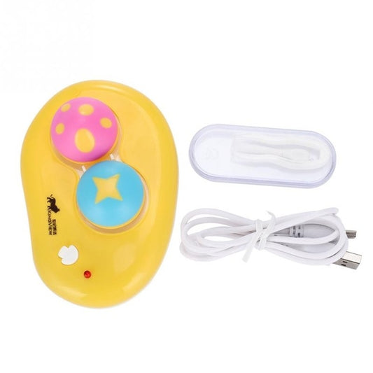 Electric Contact Lens Case Ultrasonic Washer Box Cute Mashroom Eyes Care Tools(Yellow) - Home & Garden by buy2fix | Online Shopping UK | buy2fix