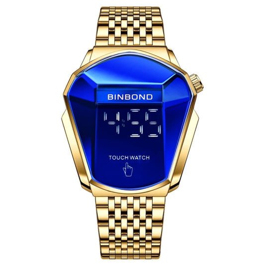 BINBOND Locomotive Concept Touch Screen Steel Belt Watch Men Live Black Technology Watch(Full Gold Blue) - Metal Strap Watches by BINBOND | Online Shopping UK | buy2fix