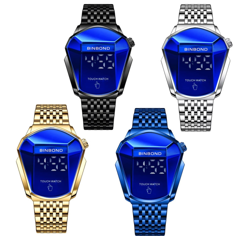 BINBOND Locomotive Concept Touch Screen Steel Belt Watch Men Live Black Technology Watch(Full Gold Blue) - Metal Strap Watches by BINBOND | Online Shopping UK | buy2fix