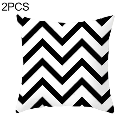 2 PCS Black and White Simple and Modern Geometric Abstract Decorative Pillowcases Polyester Throw Pillow Case(1) - Home & Garden by buy2fix | Online Shopping UK | buy2fix