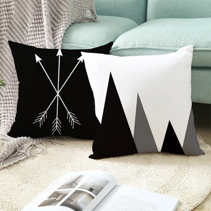 2 PCS Black and White Simple and Modern Geometric Abstract Decorative Pillowcases Polyester Throw Pillow Case(1) - Home & Garden by buy2fix | Online Shopping UK | buy2fix