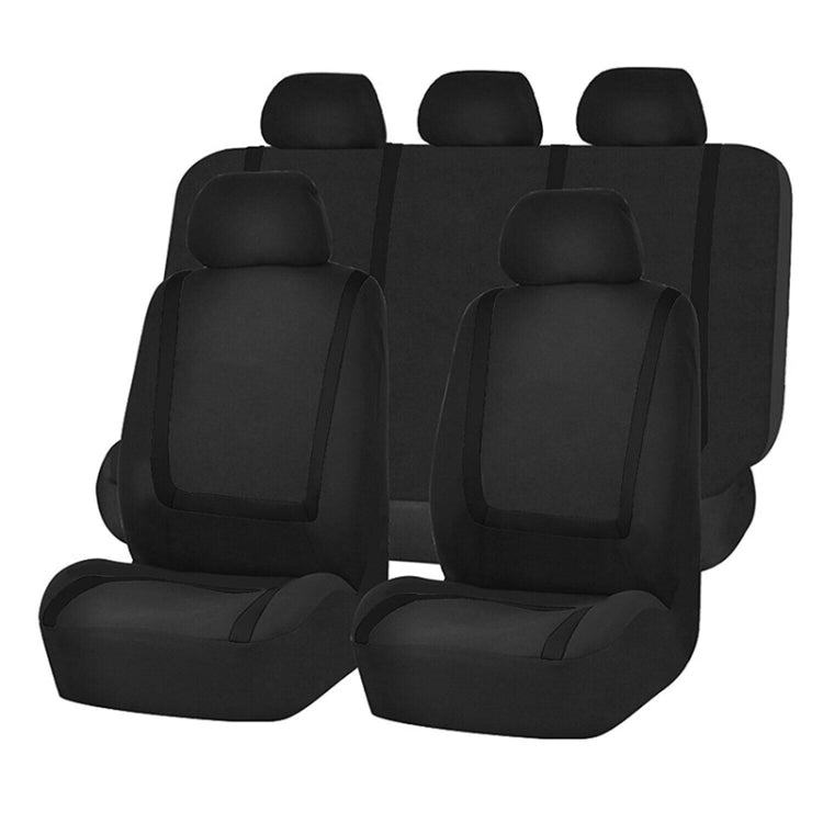 Universal Car Seat Cover Polyester Fabric Automobile Seat Covers Car Seat Cover Vehicle Seat Protector Interior Accessories 9pcs Set Black - Seat Accessories by buy2fix | Online Shopping UK | buy2fix