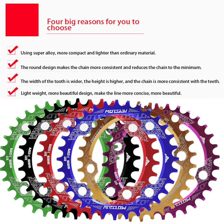 MOTSUV Narrow Wide Chainring MTB  Bicycle 104BCD Tooth Plate Parts(Red) - Bicycle Brake Parts by MOTSUV | Online Shopping UK | buy2fix