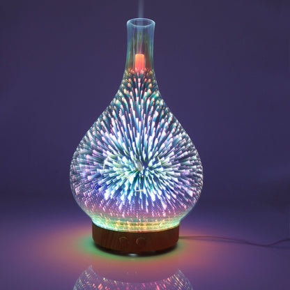 STB-XB10 3D Fireworks 7 Colors LED Night Light Air Humidifier Aroma Essential Oil Diffuser Mist Maker, Plug Type:UK Plug(Dark Wood Grain) - Home & Garden by buy2fix | Online Shopping UK | buy2fix