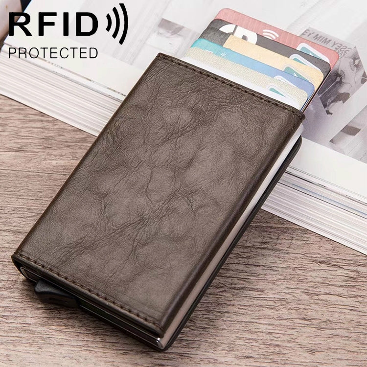 Magnetic RFID Bag Multifunctional Aluminum Automatic Pop-up Credit Card Package(Coffee) - Antimagnetic RFID Package by buy2fix | Online Shopping UK | buy2fix