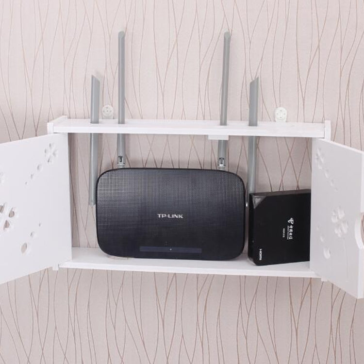 Wifi Router Box PVC Wall-mounted Shelf Hanging Board Bracket Storage Box, Size:41x23x8.5cm(Shutter) - Home & Garden by buy2fix | Online Shopping UK | buy2fix
