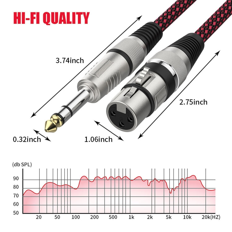 1m Red and Black Net TRS 6.35mm Male To Caron Female Microphone XLR Balance Cable -  by buy2fix | Online Shopping UK | buy2fix