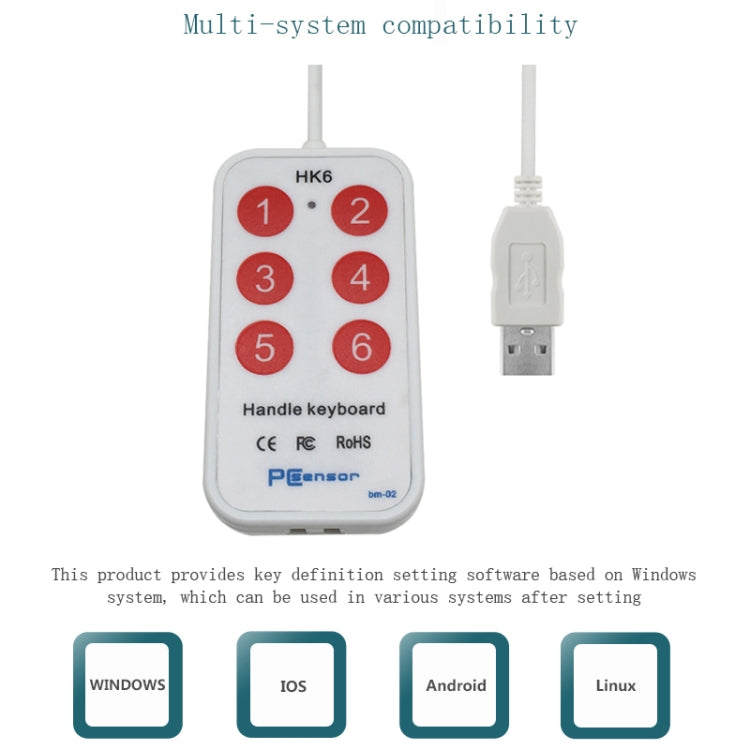 HK-6 6 Keys Custom PS Shortcut Keys Medical Ultrasound Acquisition USB Keypad, Cable Length: 2m - Wired Keyboard by buy2fix | Online Shopping UK | buy2fix