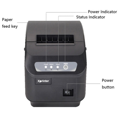 Xprinter XP-Q200II Thermal Small Receipt Printer Catering And Kitchen Receipt Printer 80mm Cutter, Interface Type:LAN Interface(US Plug) - Printer by Xprinter | Online Shopping UK | buy2fix