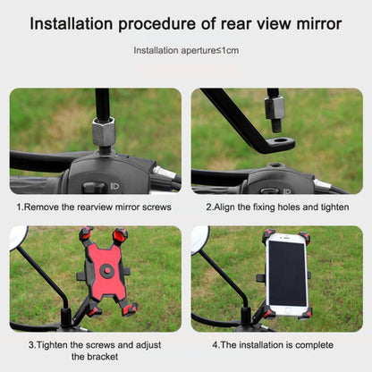 Electric Bicycle Mobile Phone Holder Can Be Rotated 360-degree Mobile Phone Holder Four-way Adjustment Bracket for Motorcycle, Style:Handlebars(Black) - Holders by buy2fix | Online Shopping UK | buy2fix