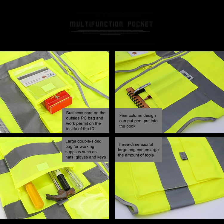 Multi-pockets Safety Vest Reflective Workwear Clothing, Size:XXL-Chest 130cm(Black) - Reflective Safety Clothing by buy2fix | Online Shopping UK | buy2fix
