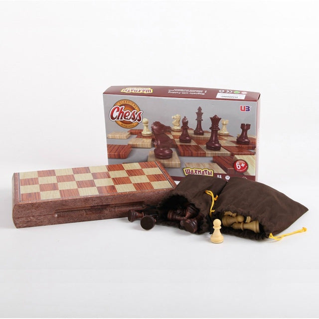 Wooden Folding Chess Board Game - Table Games by buy2fix | Online Shopping UK | buy2fix