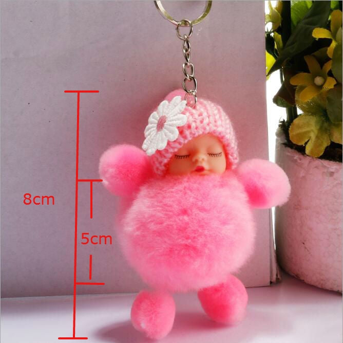 Sleeping Baby Doll Ball Key Chain Car Keyring Holder Bag Pendant Charm Keychain(Pink) - Key Rings by buy2fix | Online Shopping UK | buy2fix