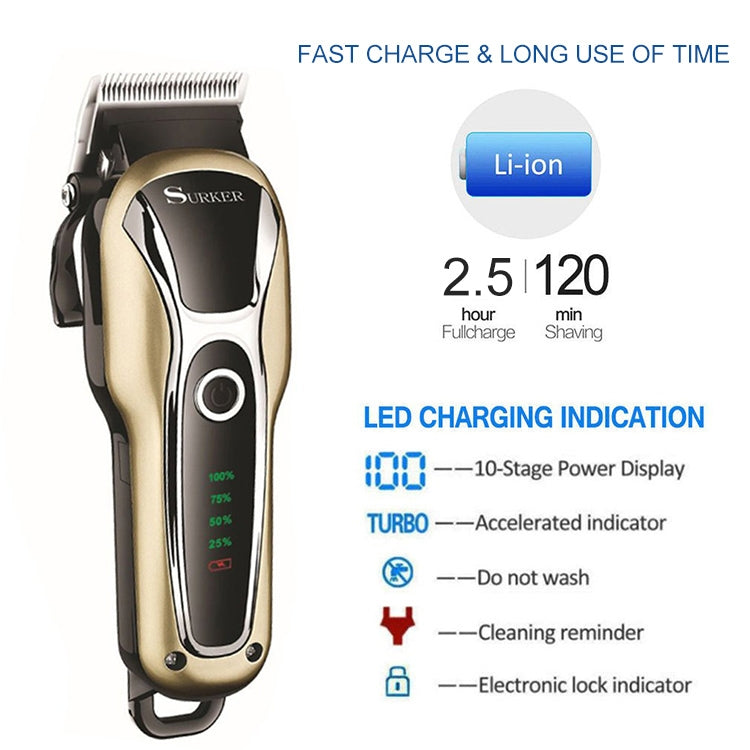 Surker SK-803 High-power LCD Hair Clipper Plug-in Dual-use Electric Clippers(Blue) - Hair Trimmer by buy2fix | Online Shopping UK | buy2fix