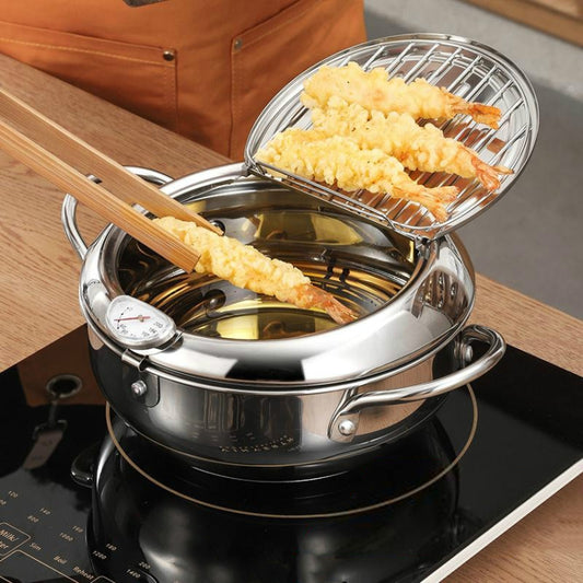 201 Stainless Steel Fryer Pot Household Temperature-controlled Multifunctional Thickening Pot, Size:24cm - Home & Garden by buy2fix | Online Shopping UK | buy2fix