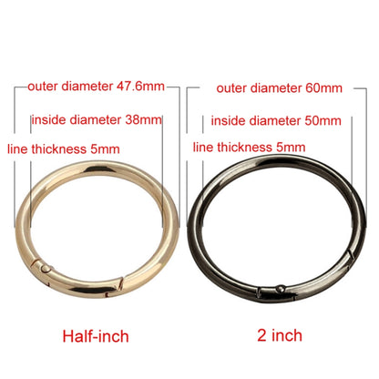 10pcs Zinc Alloy Spring Ring Metal Open Bag Webbing Keychain, Size:Half-inch Light Gold - In Car by buy2fix | Online Shopping UK | buy2fix