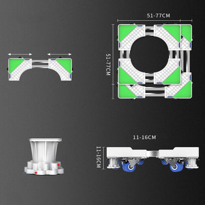 Single Tube 4 Wheels + 4 Legs Adjustable Stainless Steel Refrigerator Bracket Washing Machine Base Bracket - Home & Garden by buy2fix | Online Shopping UK | buy2fix