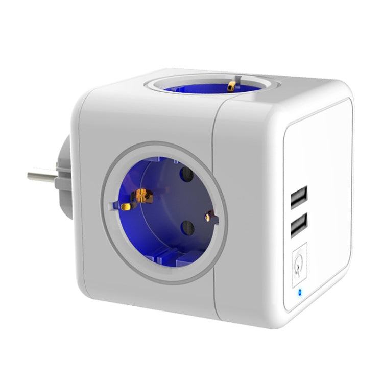 Creative Power Cube Socket Conversion Socket, EU Plug In-line Blue+U+ Switch - Consumer Electronics by buy2fix | Online Shopping UK | buy2fix