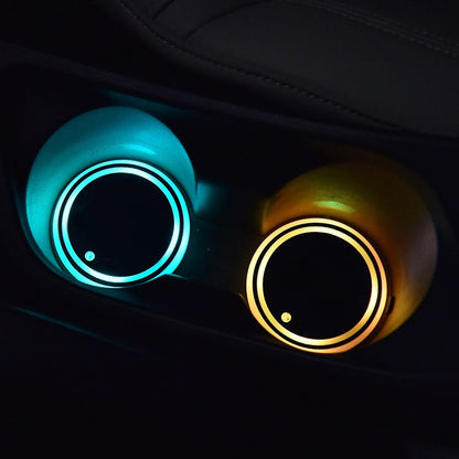 2 PCS Car LED Luminous Water Coaster Car Atmosphere Light USB Charging Non-Slip Coaster - Car Drink Holders by buy2fix | Online Shopping UK | buy2fix