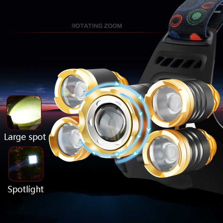 Rechargeable Waterproof Outdoor Headlight Zoom Sensor Light, Colour: Golden Induction (No Battery, Charger) - Headlamp by buy2fix | Online Shopping UK | buy2fix