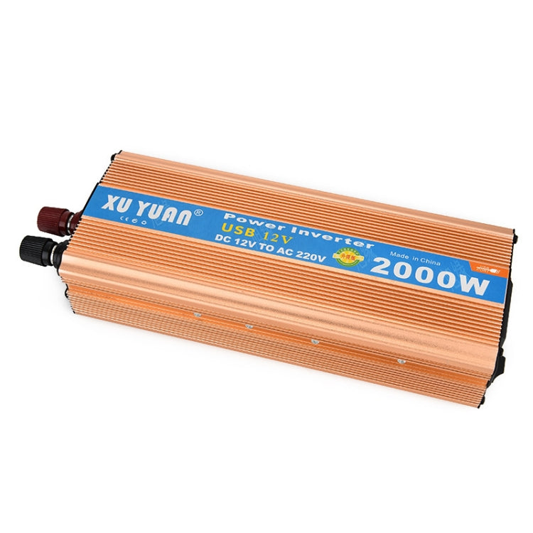 XUYUAN 2000W Inverter with USB Positive And Negative Reverse Connection Protection, Specification: Gold 12V to 220V - Modified Square Wave by buy2fix | Online Shopping UK | buy2fix