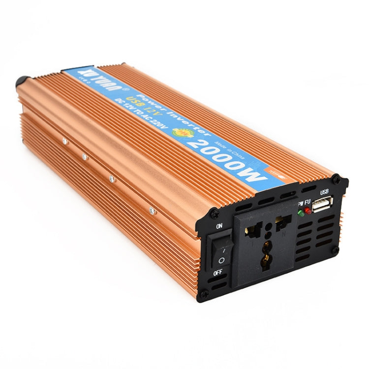 XUYUAN 2000W Inverter with USB Positive And Negative Reverse Connection Protection, Specification: Gold 12V to 110V - Modified Square Wave by buy2fix | Online Shopping UK | buy2fix