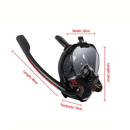 Snorkeling Mask Double Tube Silicone Full Dry Diving Mask Adult Swimming Mask Diving Goggles, Size: S/M(Black/Black) - DJI & GoPro Accessories by buy2fix | Online Shopping UK | buy2fix