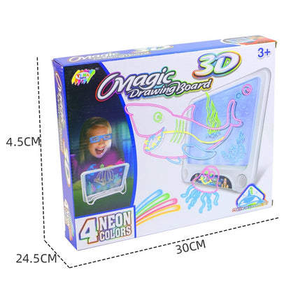 3D Fluorescent Drawing Board Magic Luminous Three-Dimensional Writing Board Graffiti Board Lighting Puzzle Children Drawing Board,Style: Drawing Screen (Dinosaur Version) -  by buy2fix | Online Shopping UK | buy2fix