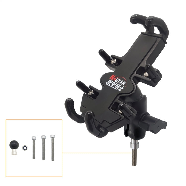 N-STAR NJN001 Motorcycle Bicycle Compatible Mobile Phone Bracket Aluminum Accessories Riding Equipment(With Hollow M8 Ball) - Holders by N-STAR | Online Shopping UK | buy2fix