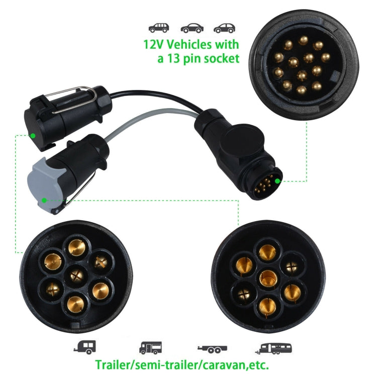 VC1014 13P Transfer Double 7P Trailer Connector Cable Car Plug Socket Conversion Plug EU Plug - Terminal connectors by buy2fix | Online Shopping UK | buy2fix