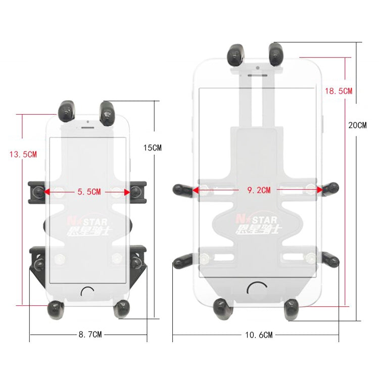 N-STAR NJN002 Motorcycle Metal Aluminum Alloy Universal Anti-Theft Mobile Phone Bracket(T-shaped Ball Head Installation) - Holder by N-STAR | Online Shopping UK | buy2fix