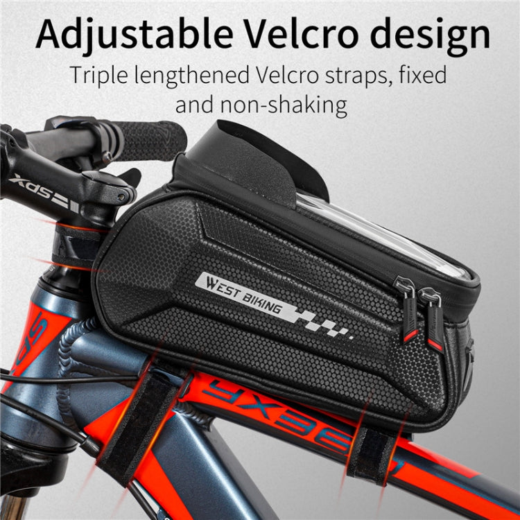 WEST BIKING 7 Inch Bike Top Tube Front Hard Shell Bag Touch Screen Waterproof Riding Gear Bag(Black) - Bicycle Bags by WEST BIKING | Online Shopping UK | buy2fix