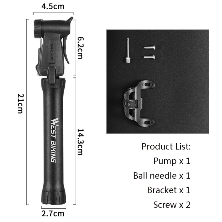 WEST BIKING YP0711115 Bicycle Pump Portable Basketball Mini Pump Equipment(Black) - Bicycle Locks & Bicycle Pumps by WEST BIKING | Online Shopping UK | buy2fix