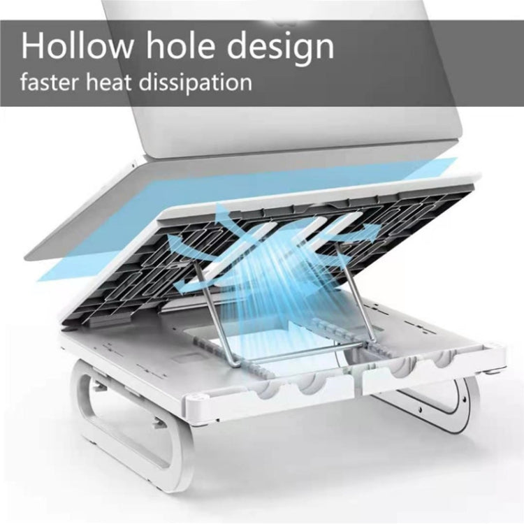 A23 Foldable Notebook Stand With 10-Speed Adjustment Computer Cooling Lifting Stand, Colour:  Detachable Accessories 3.0HUB (White) - Computer & Networking by buy2fix | Online Shopping UK | buy2fix