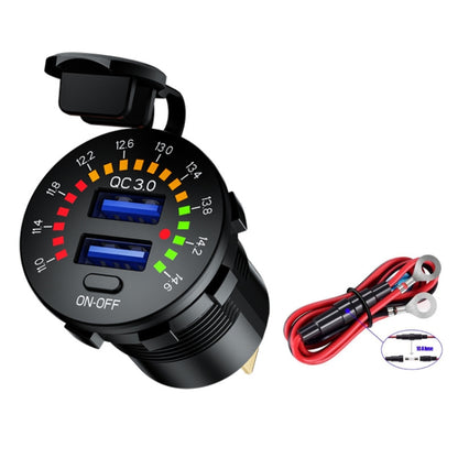 Car Motorcycle Ship Modified With Colorful Screen Display USB Dual QC3.0 Fast Charge Car Charger, Model: P20-A With 60cm Line - In Car by buy2fix | Online Shopping UK | buy2fix