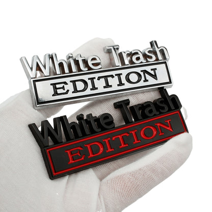 2 PCS Car Metal Modification Standard White Trash Edition Car Label Stickers(Black White) - Decorative Sticker by buy2fix | Online Shopping UK | buy2fix