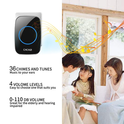 CACAZI H10 1 For 1 Wireless Smart Doorbell without Battery, Plug:US Plug(Black) - Wireless Doorbell by CACAZI | Online Shopping UK | buy2fix