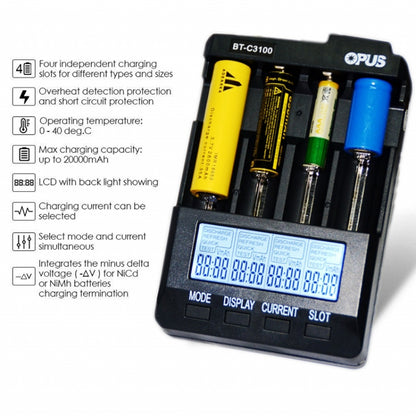 OPUS BT-C3100 Smart Smart Digital Intelligent 4-Slot Battery Charger(US Plug) - Consumer Electronics by OPUS | Online Shopping UK | buy2fix