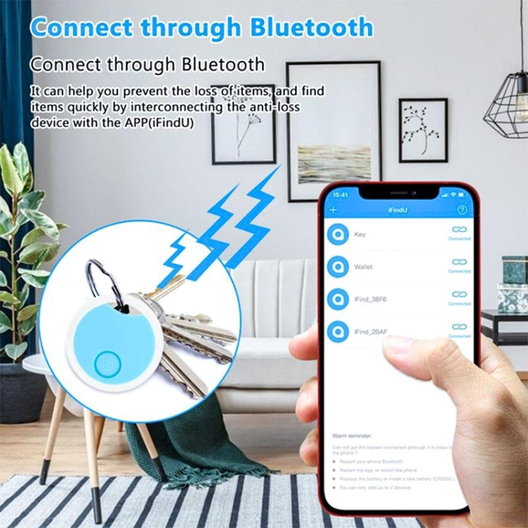 2 PCS S8 Round Bluetooth Anti-Lost Device Key Luggage Tracking Device Two-Way Alarm(Blue) - Security by buy2fix | Online Shopping UK | buy2fix