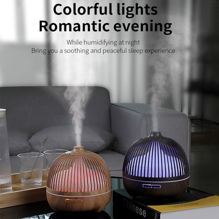 Bird Cage Wood Graphic Aromatherapy Machine Ultrasonic Smart Home Colorful Night Light Hollow Humidifier, Product specifications: US Plug(Light Wood Pattern) - Home & Garden by buy2fix | Online Shopping UK | buy2fix