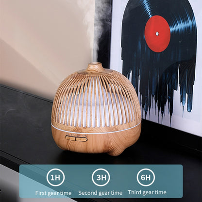 Bird Cage Wood Graphic Aromatherapy Machine Ultrasonic Smart Home Colorful Night Light Hollow Humidifier, Product specifications: UK Plug(Deep Wood Pattern) - Home & Garden by buy2fix | Online Shopping UK | buy2fix