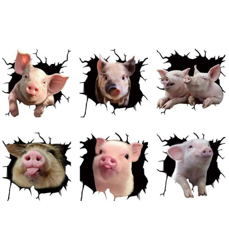 6 PCS Animal Wall Stickers Pig Hoisting Car Window Static Stickers(Pig 04) - In Car by buy2fix | Online Shopping UK | buy2fix