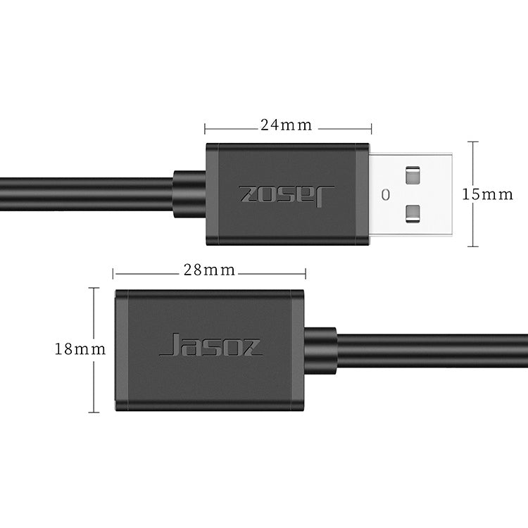 3 PCS Jasoz USB Male to Female Oxygen-Free Copper Core Extension Data Cable, Colour: Black 2m - USB Cable by buy2fix | Online Shopping UK | buy2fix