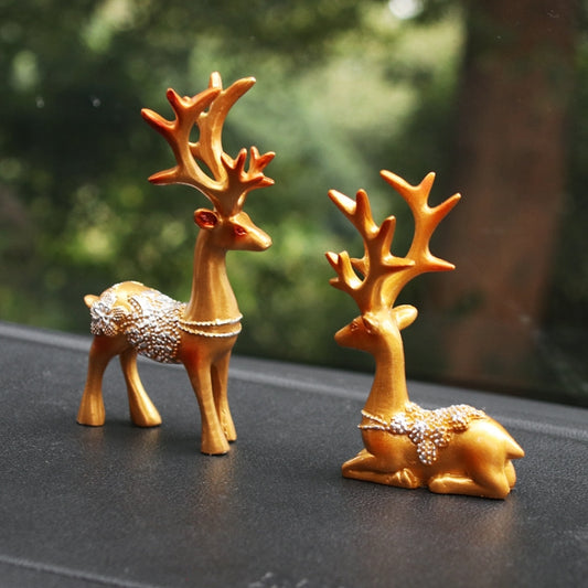 2 Pairs R-8820 Car Ornaments Car Home Safe Deer Decorations(Golden) - In Car by buy2fix | Online Shopping UK | buy2fix