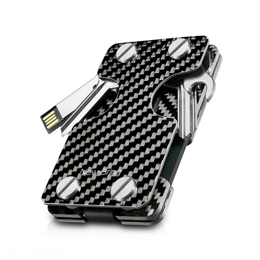 New-Bring Metal Card Holder Multifunctional  EDC Wallet Can Store Keys & U Disk(Carbon Fiber) - Card & Passport Bags by New-Bring | Online Shopping UK | buy2fix