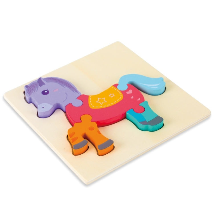 3 PCS Early Childhood Education Wooden Three-Dimensional Jigsaw Puzzle Toy(Horse) - Puzzle Toys by buy2fix | Online Shopping UK | buy2fix